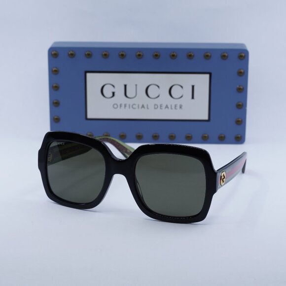 Gucci GG0036SN 002 Square Sunglasses - Black\Green - Picture 1 of 12